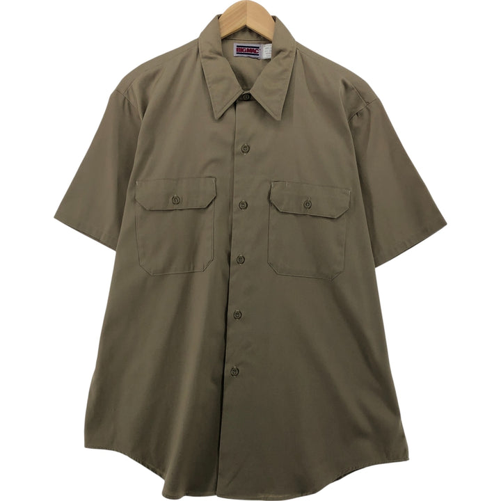 80'S BIG MAC Short Sleeve Work Shirt Made in USA Men's L Size Vintage polyester Beige type Vintage Second Hand