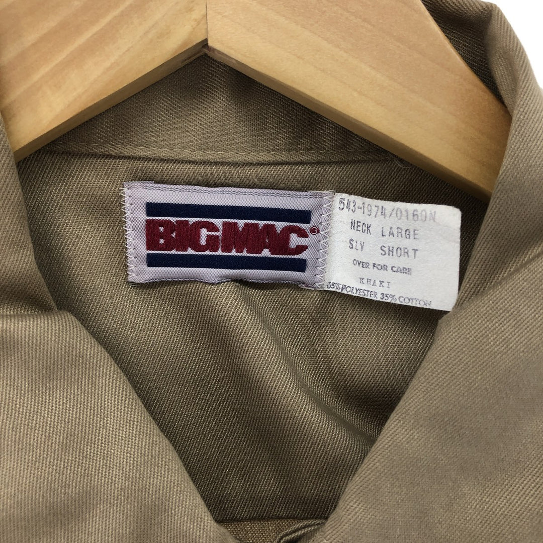80'S BIG MAC Short Sleeve Work Shirt Made in USA Men's L Size Vintage polyester Beige type Vintage Second Hand
