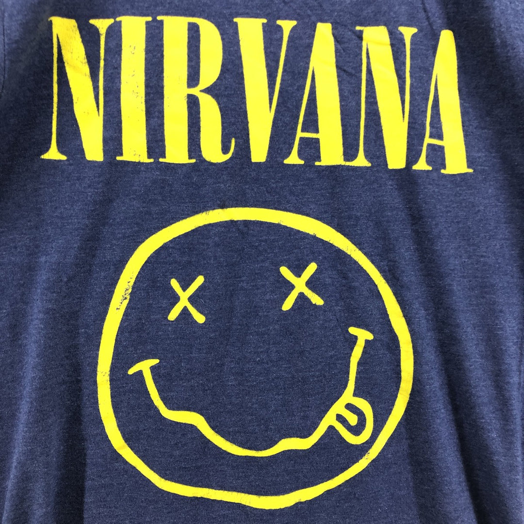 NIRVANA Nirvana Band T-shirt, Band T, Men's M size unclear blue type Vintage Second Hand
