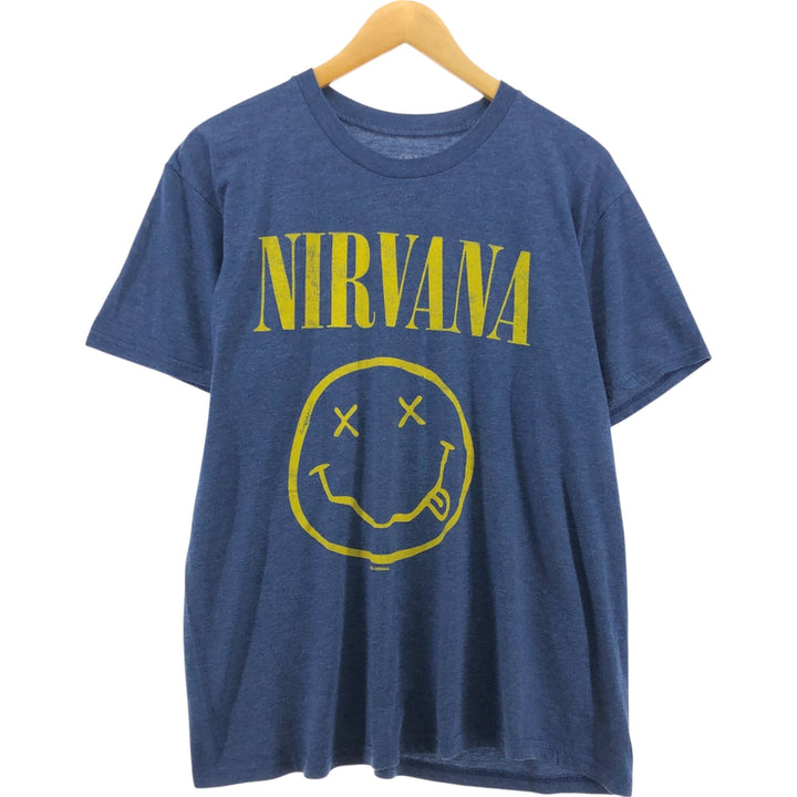NIRVANA Nirvana Band T-shirt, Band T, Men's M size cotton blue type Vintage Second Hand