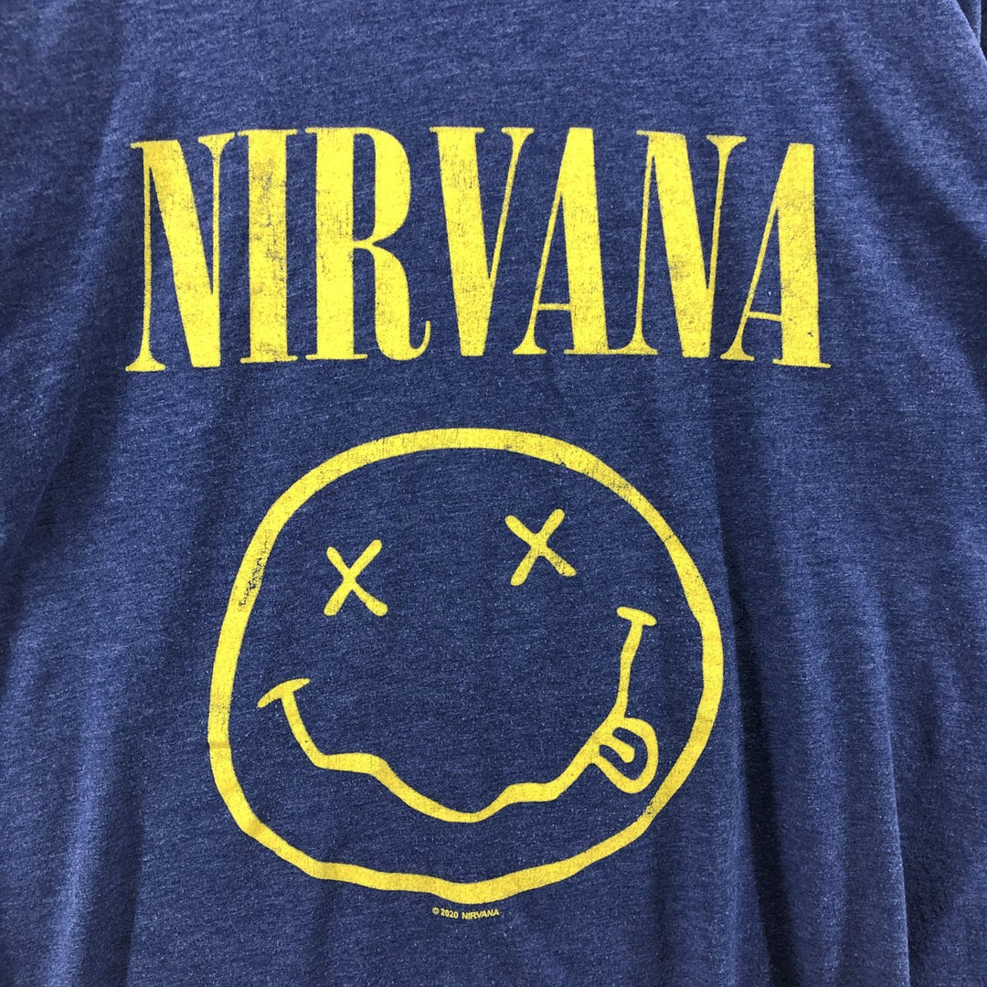 NIRVANA Nirvana Band T-shirt, Band T, Men's M size cotton blue type Vintage Second Hand