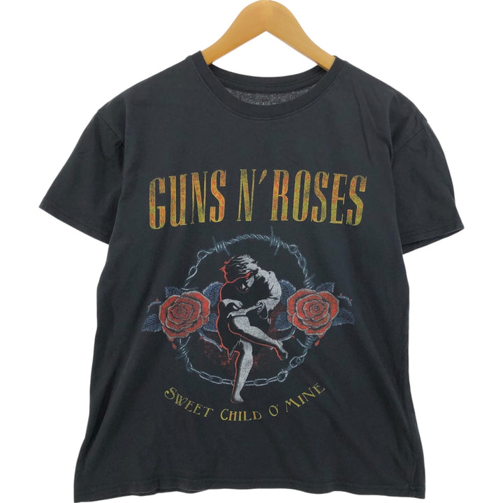 GUNS N' ROSES Guns N' Roses Band T-shirt Band Tee Men's M size cotton black type Vintage Second Hand