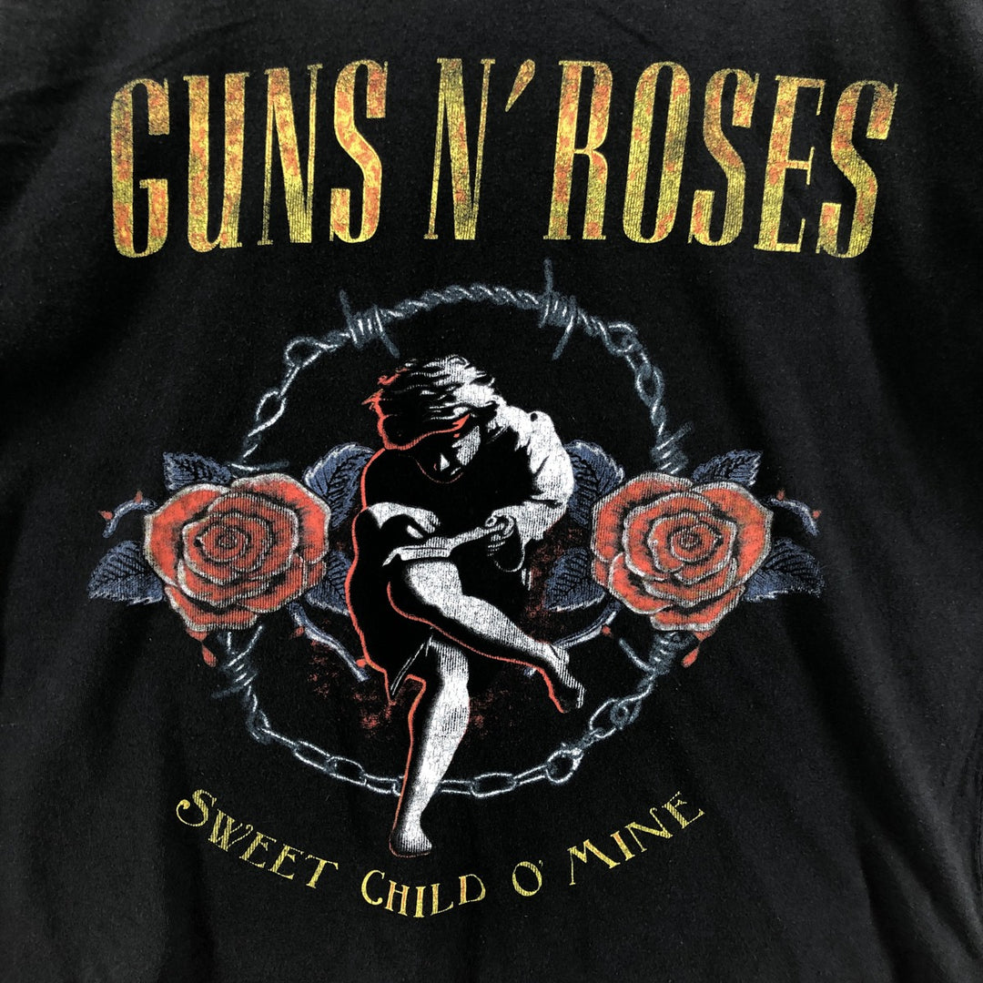 GUNS N' ROSES Guns N' Roses Band T-shirt Band Tee Men's M size cotton black type Vintage Second Hand