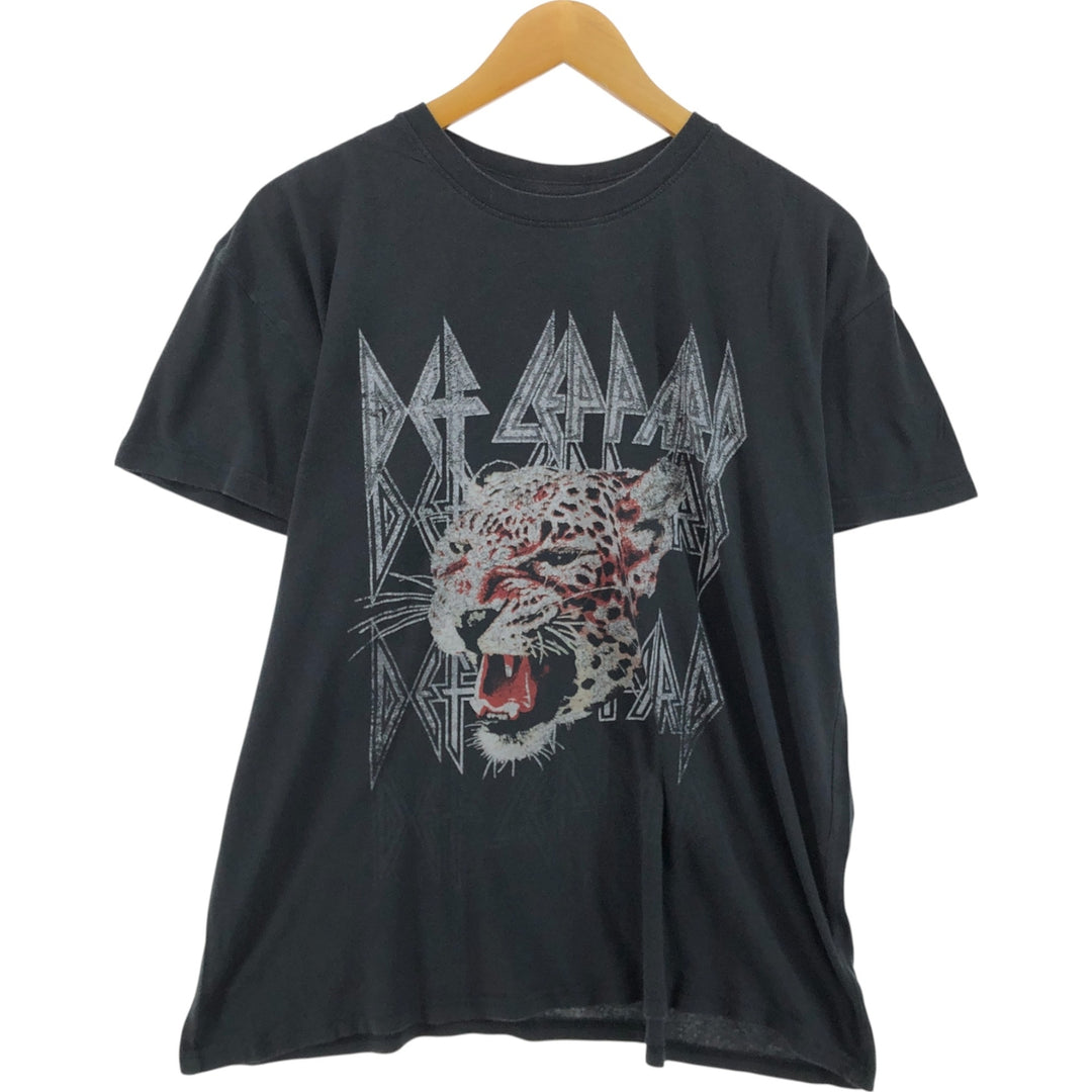 DEF LEPPARD Def Leppard Leopard Pattern Band T-shirt Band Tee Men's XL equivalent cotton black type Vintage Second Hand