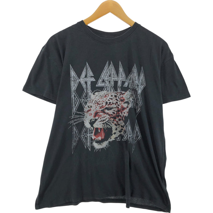 DEF LEPPARD Def Leppard Leopard Pattern Band T-shirt Band Tee Men's XL equivalent cotton black type Vintage Second Hand