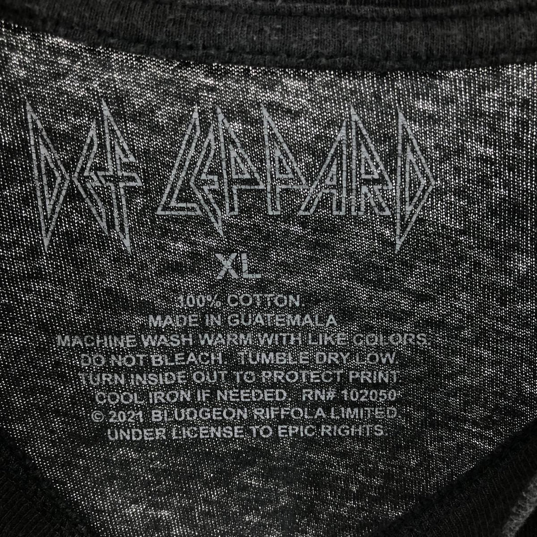 DEF LEPPARD Def Leppard Leopard Pattern Band T-shirt Band Tee Men's XL equivalent cotton black type Vintage Second Hand