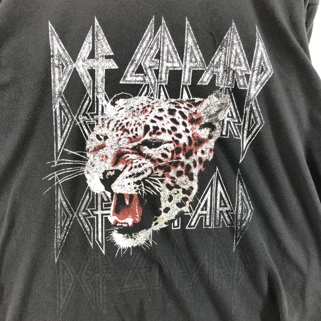 DEF LEPPARD Def Leppard Leopard Pattern Band T-shirt Band Tee Men's XL equivalent cotton black type Vintage Second Hand