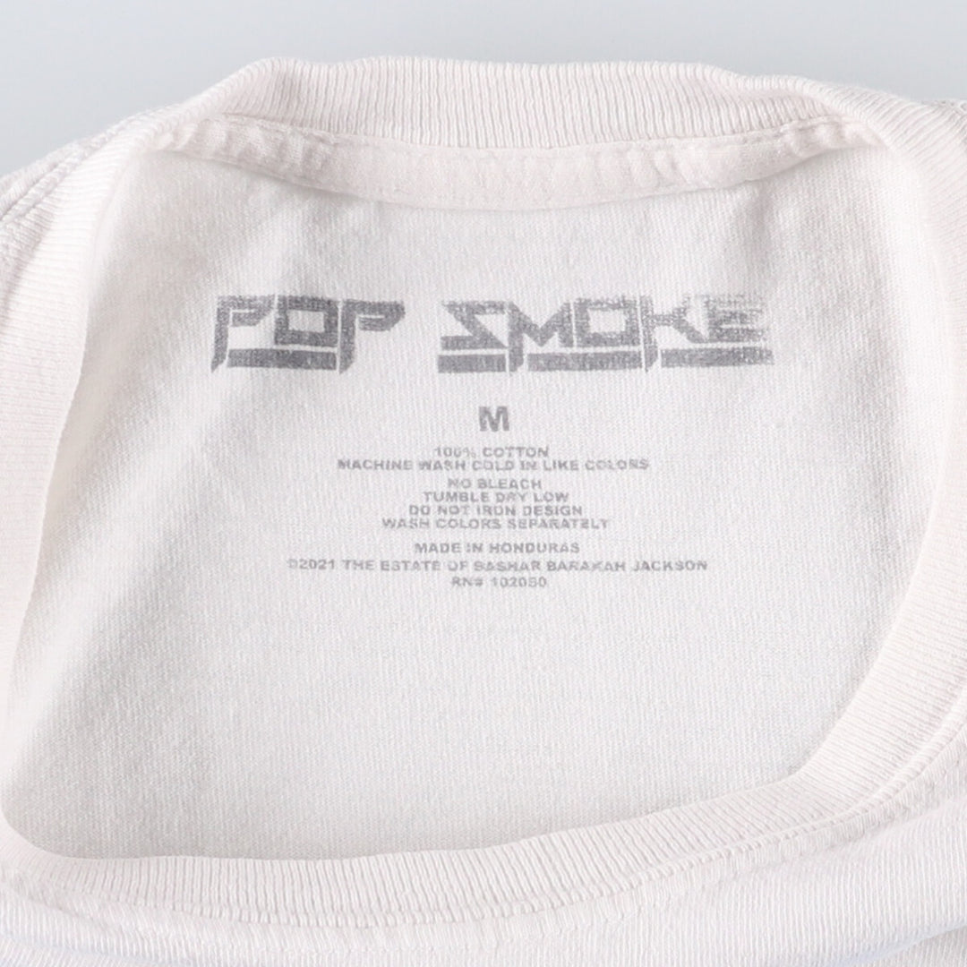 POP SMOKE Rap T-shirt, Men's M size cotton white type Vintage Second Hand