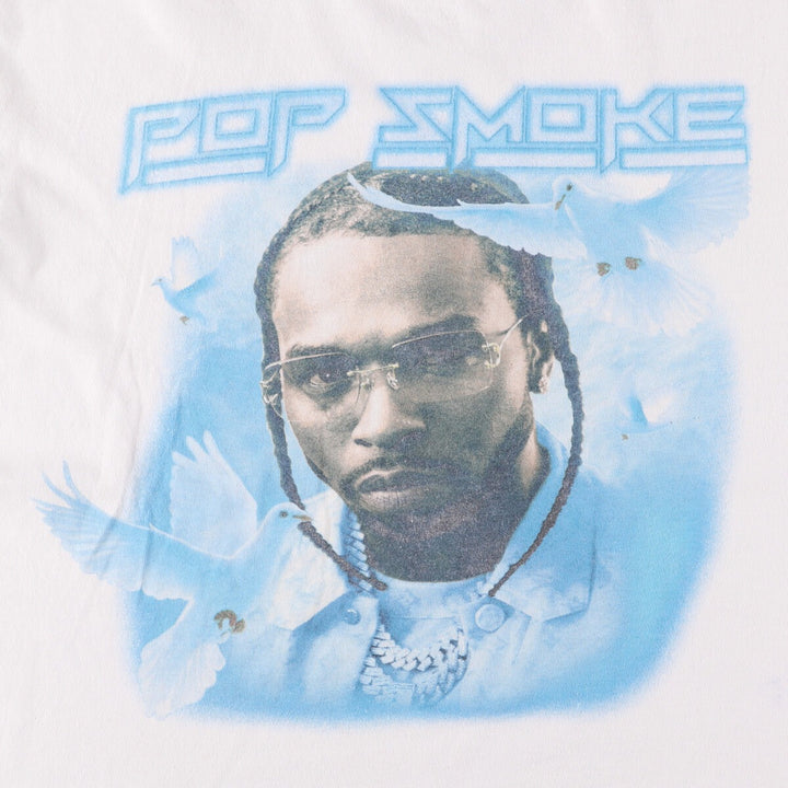 POP SMOKE Rap T-shirt, Men's M size cotton white type Vintage Second Hand