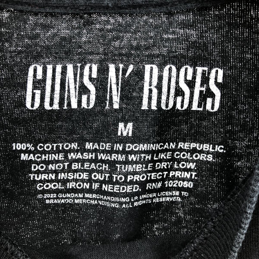 GUNS N' ROSES Skull Pattern Band T-shirt, Men's M size cotton black type Vintage Second Hand