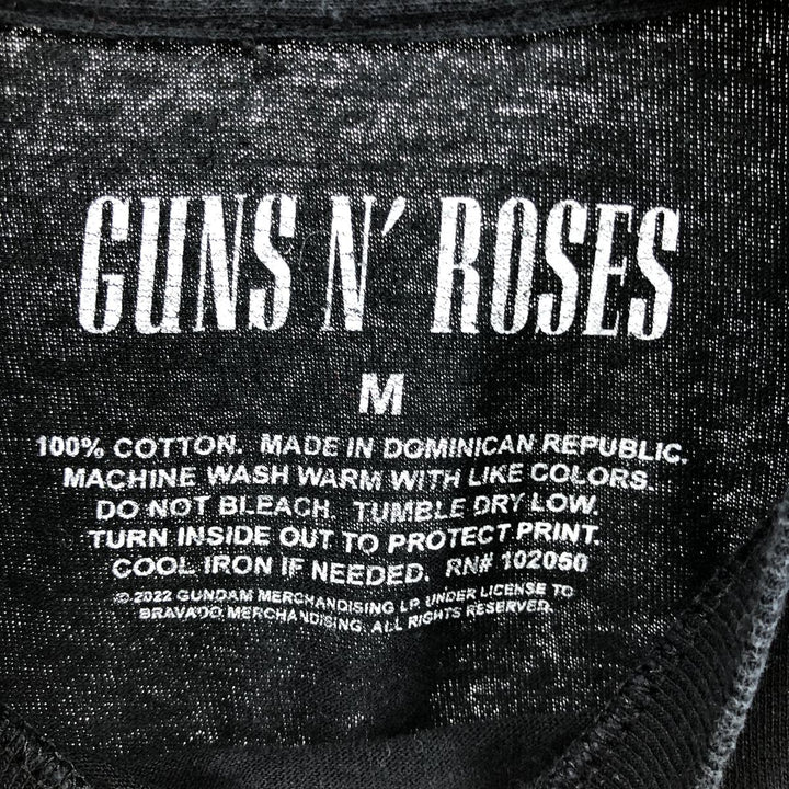 GUNS N' ROSES Skull Pattern Band T-shirt, Men's M size cotton black type Vintage Second Hand