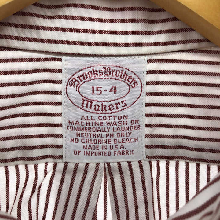 80s-90'S Brooks Brothers MAKERS Short Sleeve Button Down Striped Shirt Made in USA Men's M Size Vintage cotton brown type Vintage Second Hand