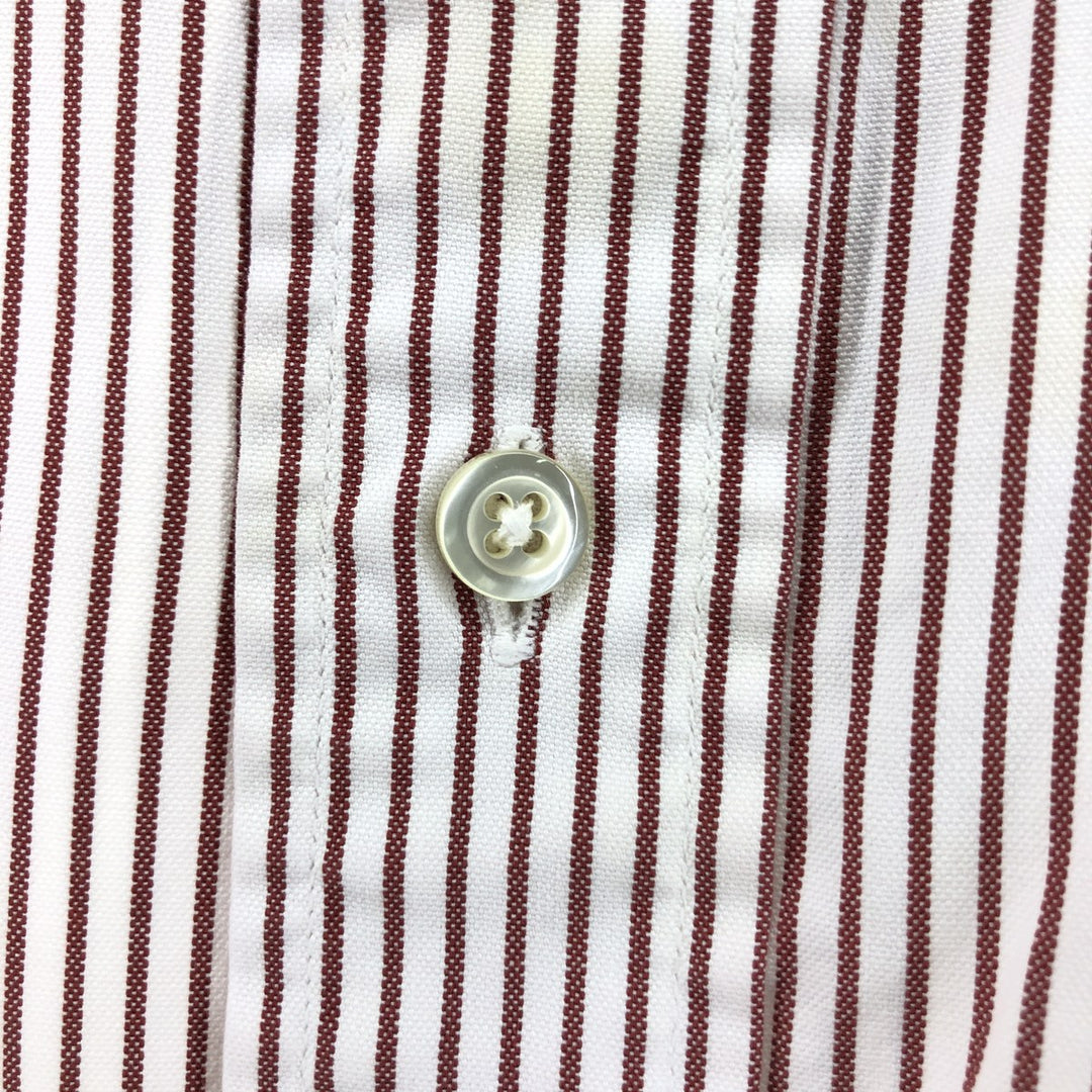 80s-90'S Brooks Brothers MAKERS Short Sleeve Button Down Striped Shirt Made in USA Men's M Size Vintage cotton brown type Vintage Second Hand