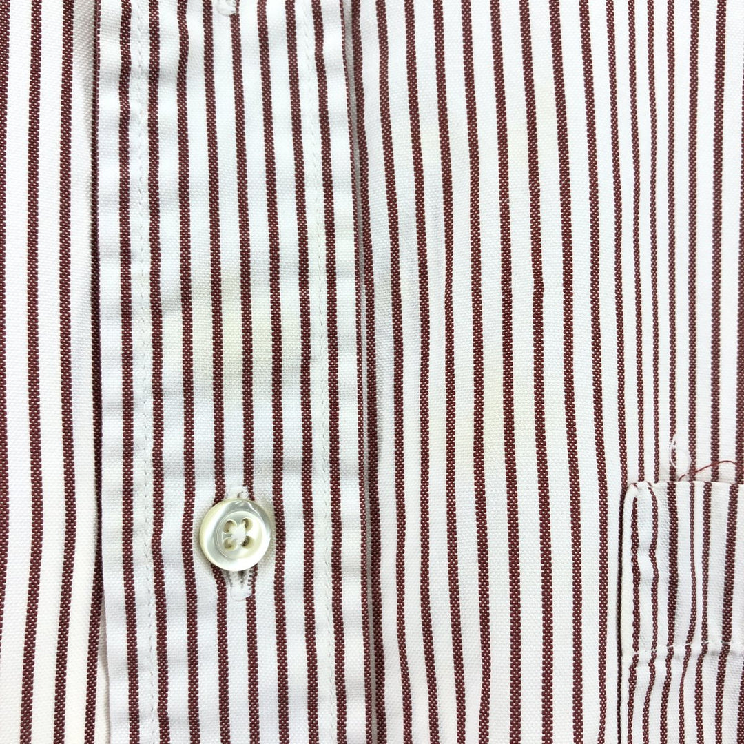 80s-90'S Brooks Brothers MAKERS Short Sleeve Button Down Striped Shirt Made in USA Men's M Size Vintage cotton brown type Vintage Second Hand