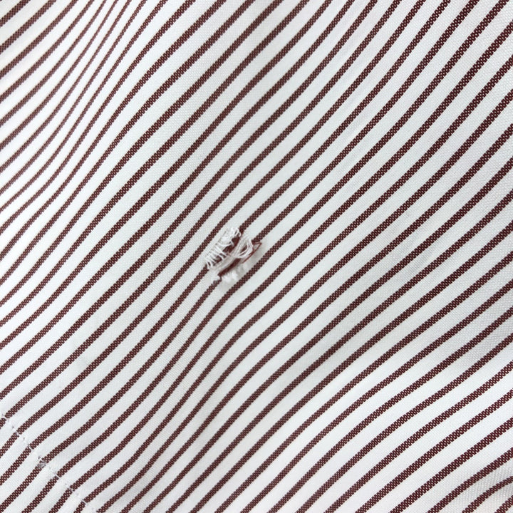 80s-90'S Brooks Brothers MAKERS Short Sleeve Button Down Striped Shirt Made in USA Men's M Size Vintage cotton brown type Vintage Second Hand