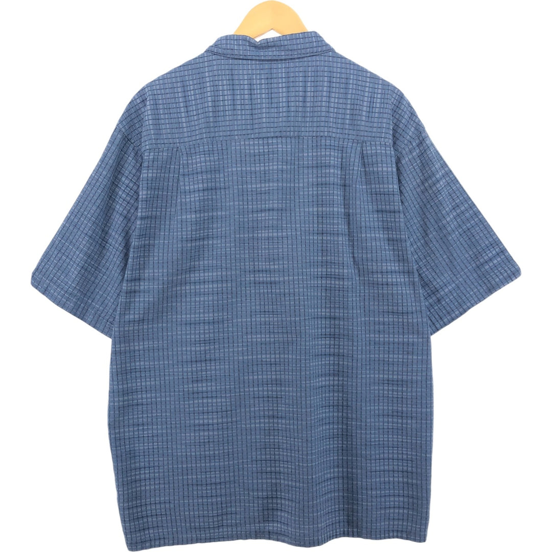 Columbia SPORTSWEAR COMPANY Short Sleeve Cotton Check Shirt Box Shirt Men's Size L cotton Navy blue Vintage Second Hand