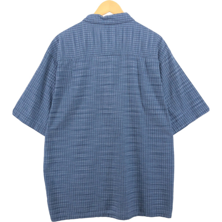 Columbia SPORTSWEAR COMPANY Short Sleeve Cotton Check Shirt Box Shirt Men's Size L cotton Navy blue Vintage Second Hand