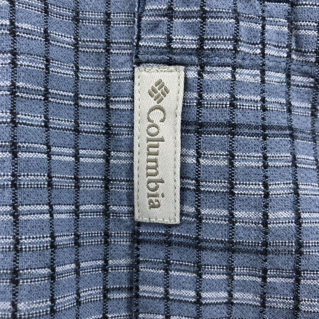 Columbia SPORTSWEAR COMPANY Short Sleeve Cotton Check Shirt Box Shirt Men's Size L cotton Navy blue Vintage Second Hand