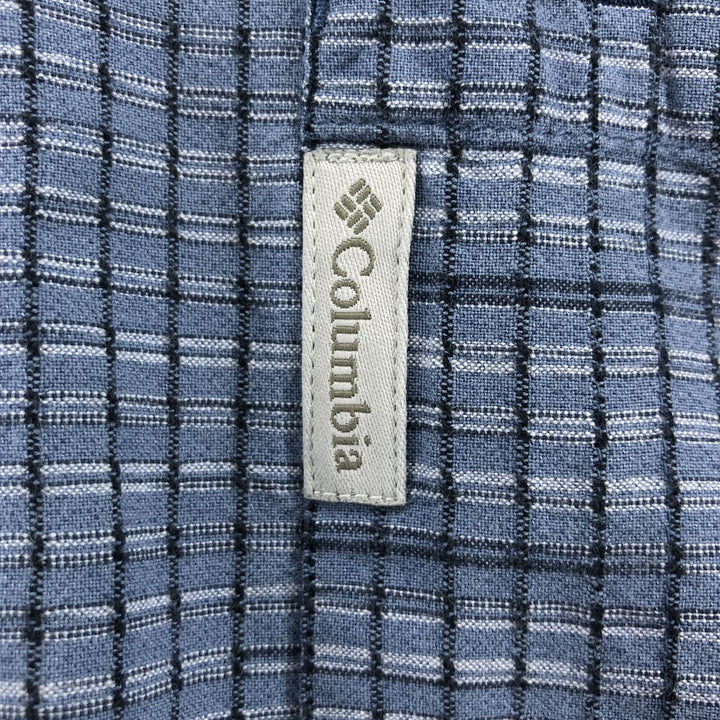 Columbia SPORTSWEAR COMPANY Short Sleeve Cotton Check Shirt Box Shirt Men's Size L cotton Navy blue Vintage Second Hand