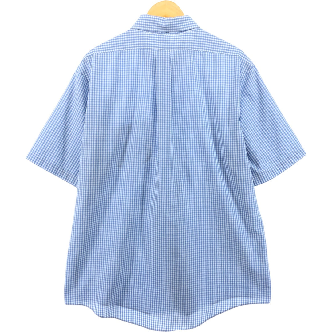 Brooks Brothers Est.1818 Gingham Check Short Sleeve Button-Down Check Shirt Men's XL cotton Blue type light blue Vintage Second Hand