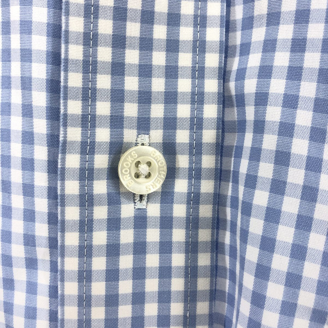 Brooks Brothers Est.1818 Gingham Check Short Sleeve Button-Down Check Shirt Men's XL cotton Blue type light blue Vintage Second Hand