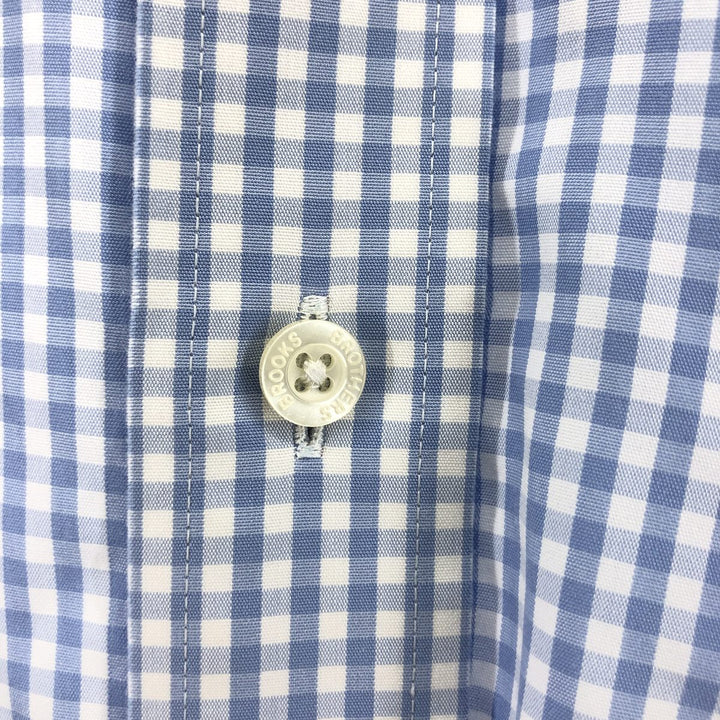 Brooks Brothers Est.1818 Gingham Check Short Sleeve Button-Down Check Shirt Men's XL cotton Blue type light blue Vintage Second Hand