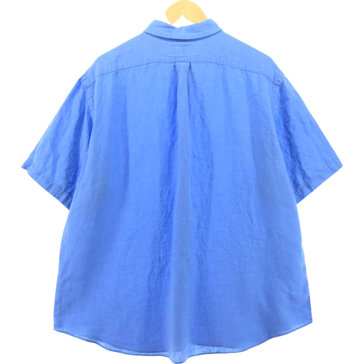 Ralph Lauren Classic Fit Short Sleeve Linen Button Down Shirt Men's Size L unclear blue type Vintage Second Hand