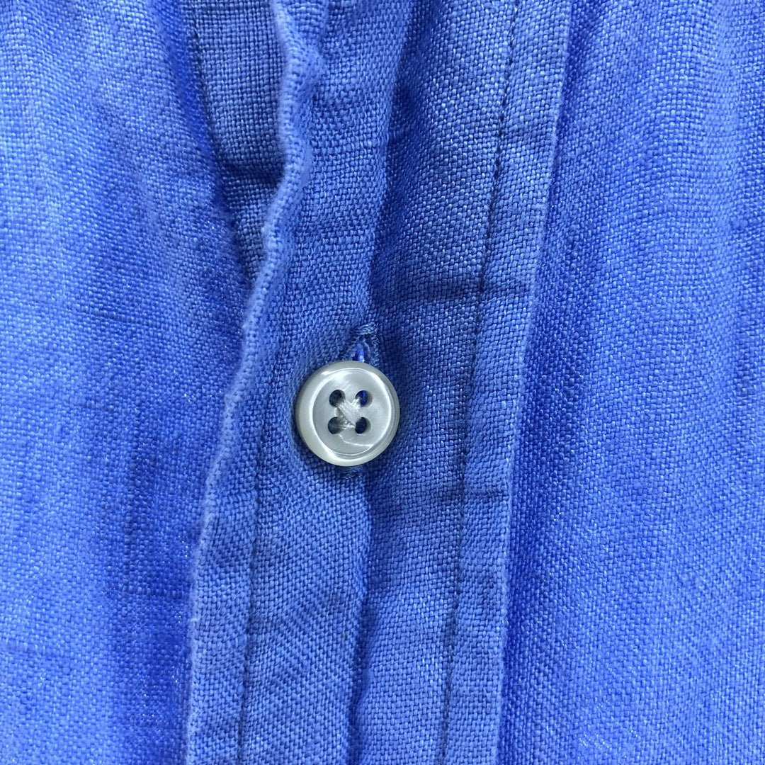 Ralph Lauren Classic Fit Short Sleeve Linen Button Down Shirt Men's Size L unclear blue type Vintage Second Hand