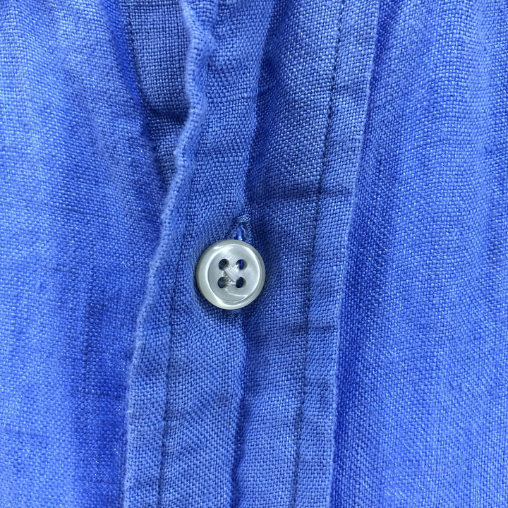 Ralph Lauren Classic Fit Short Sleeve Linen Button Down Shirt Men's Size L unclear blue type Vintage Second Hand