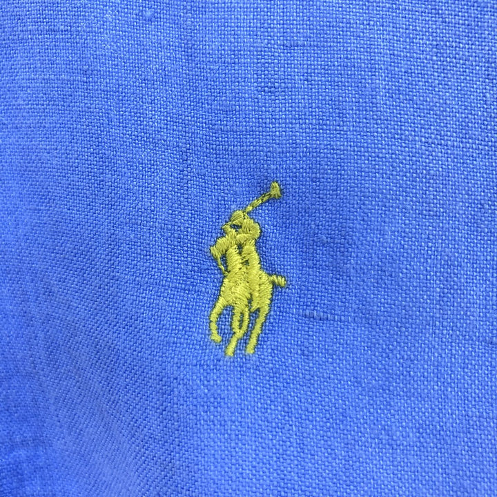 Ralph Lauren Classic Fit Short Sleeve Linen Button Down Shirt Men's Size L unclear blue type Vintage Second Hand