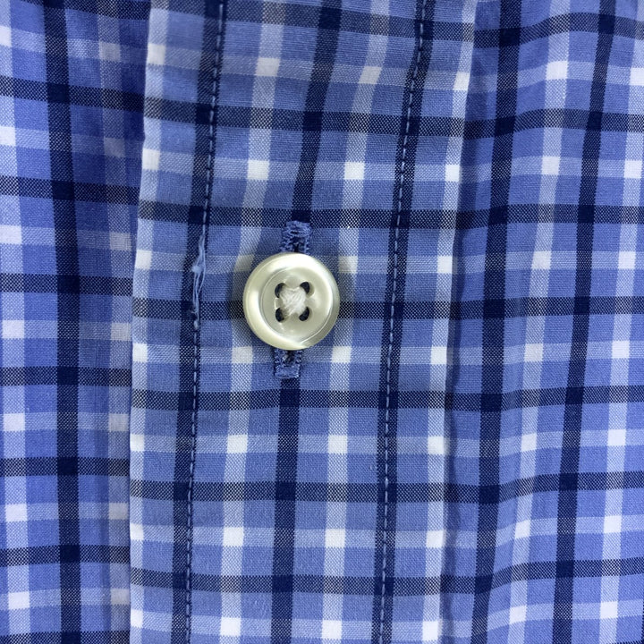 Ralph Lauren short sleeve button down check shirt, men's XL size cotton blue type Vintage Second Hand