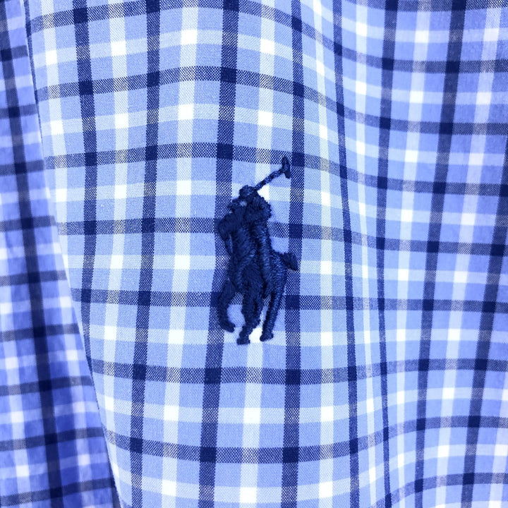 Ralph Lauren short sleeve button down check shirt, men's XL size cotton blue type Vintage Second Hand