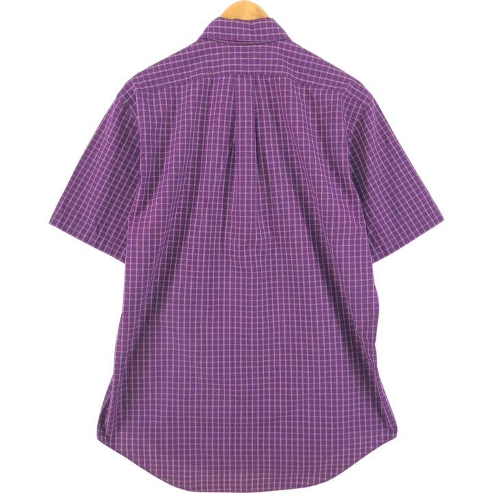 Ralph Lauren Classic Fit Short Sleeve Button Down Check Shirt Men's M cotton Purple type red-purple Vintage Second Hand