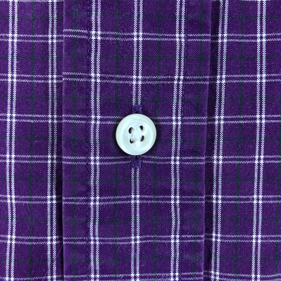 Ralph Lauren Classic Fit Short Sleeve Button Down Check Shirt Men's M cotton Purple type red-purple Vintage Second Hand