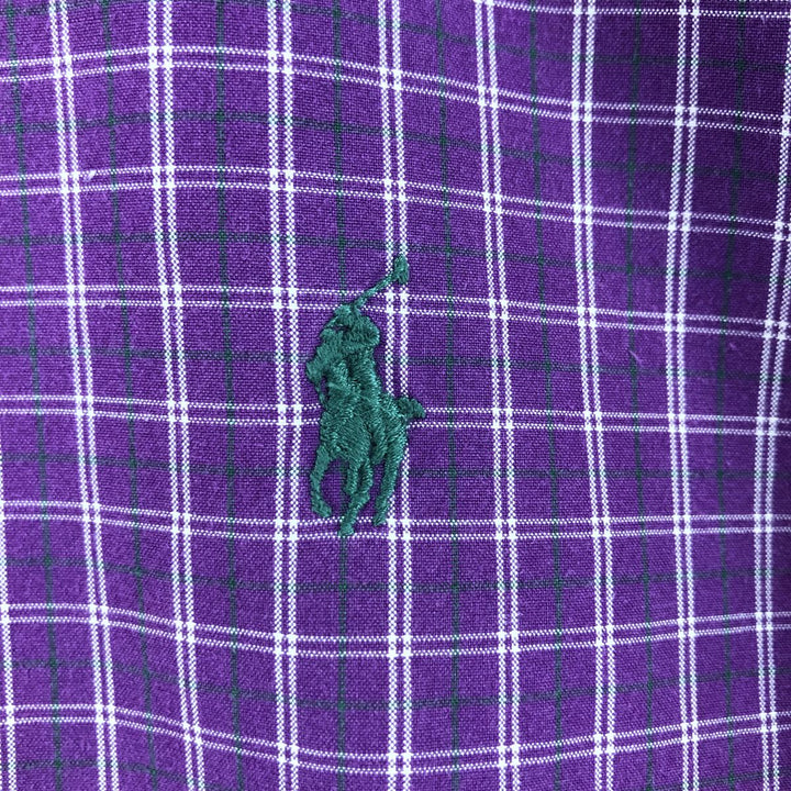 Ralph Lauren Classic Fit Short Sleeve Button Down Check Shirt Men's M cotton Purple type red-purple Vintage Second Hand