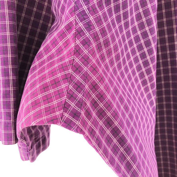 Ralph Lauren Classic Fit Short Sleeve Button Down Check Shirt Men's M cotton Purple type red-purple Vintage Second Hand