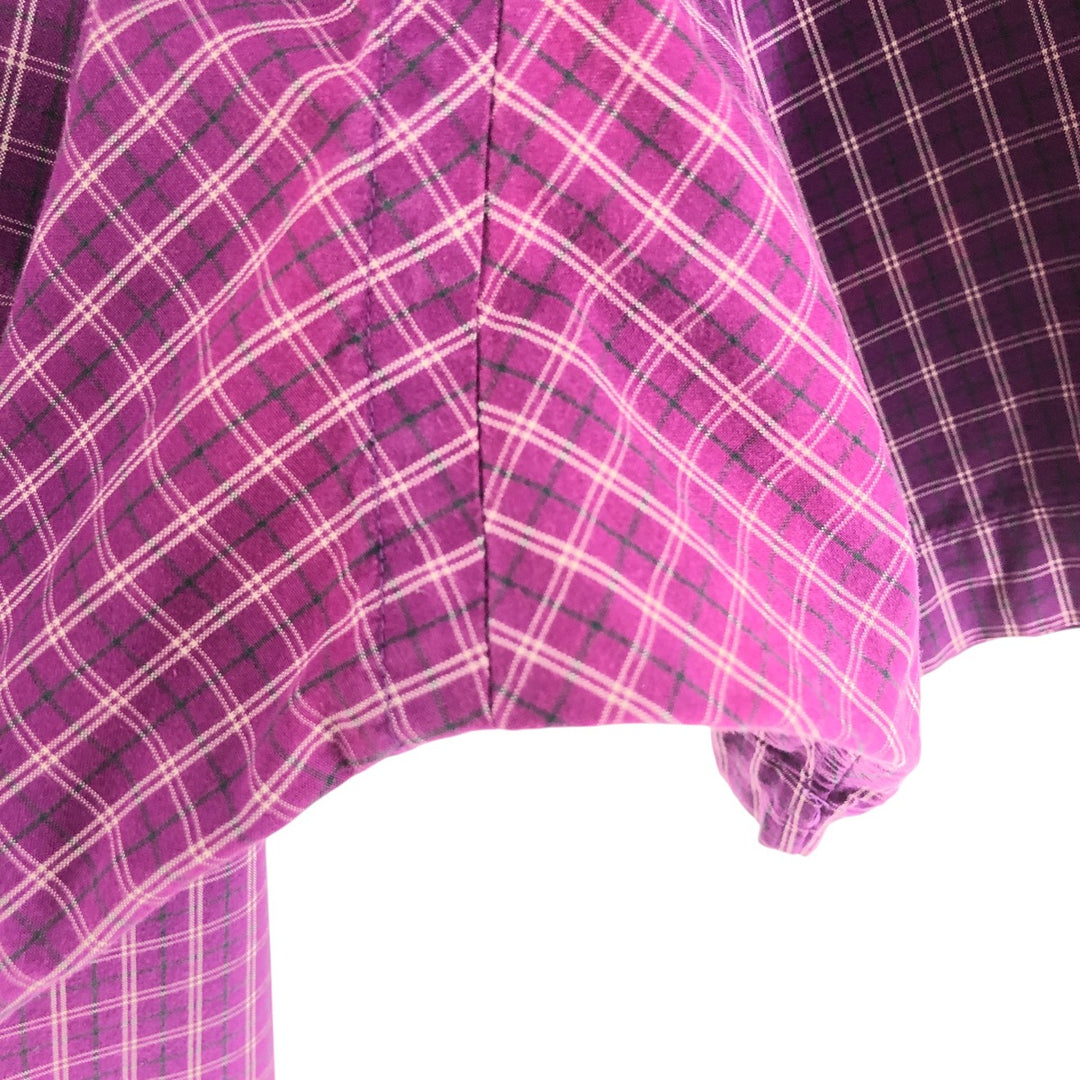 Ralph Lauren Classic Fit Short Sleeve Button Down Check Shirt Men's M cotton Purple type red-purple Vintage Second Hand
