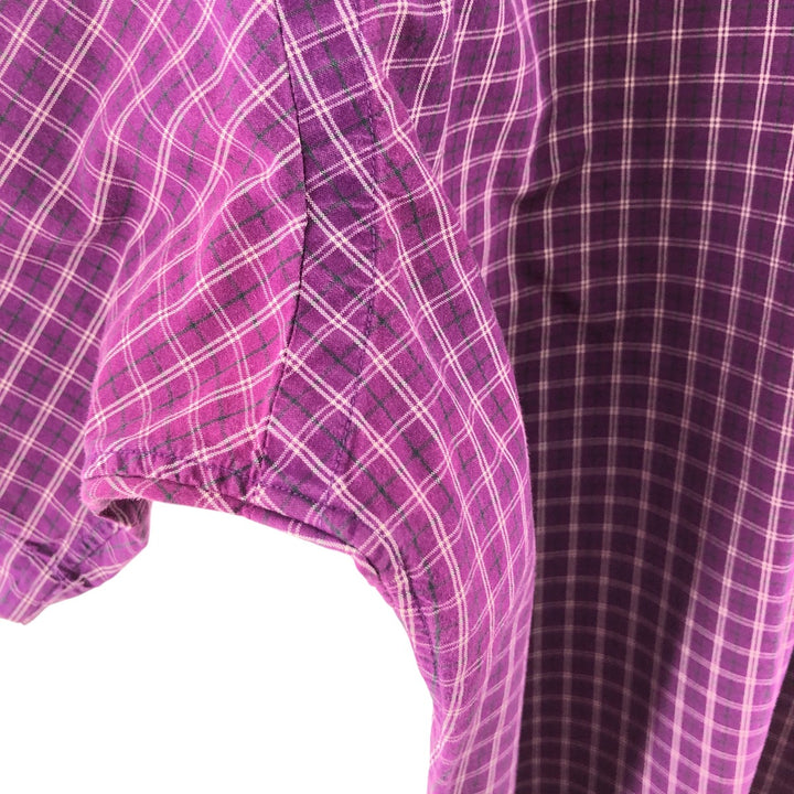 Ralph Lauren Classic Fit Short Sleeve Button Down Check Shirt Men's M cotton Purple type red-purple Vintage Second Hand