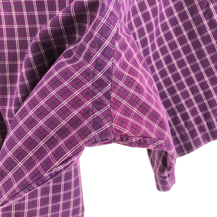 Ralph Lauren Classic Fit Short Sleeve Button Down Check Shirt Men's M cotton Purple type red-purple Vintage Second Hand