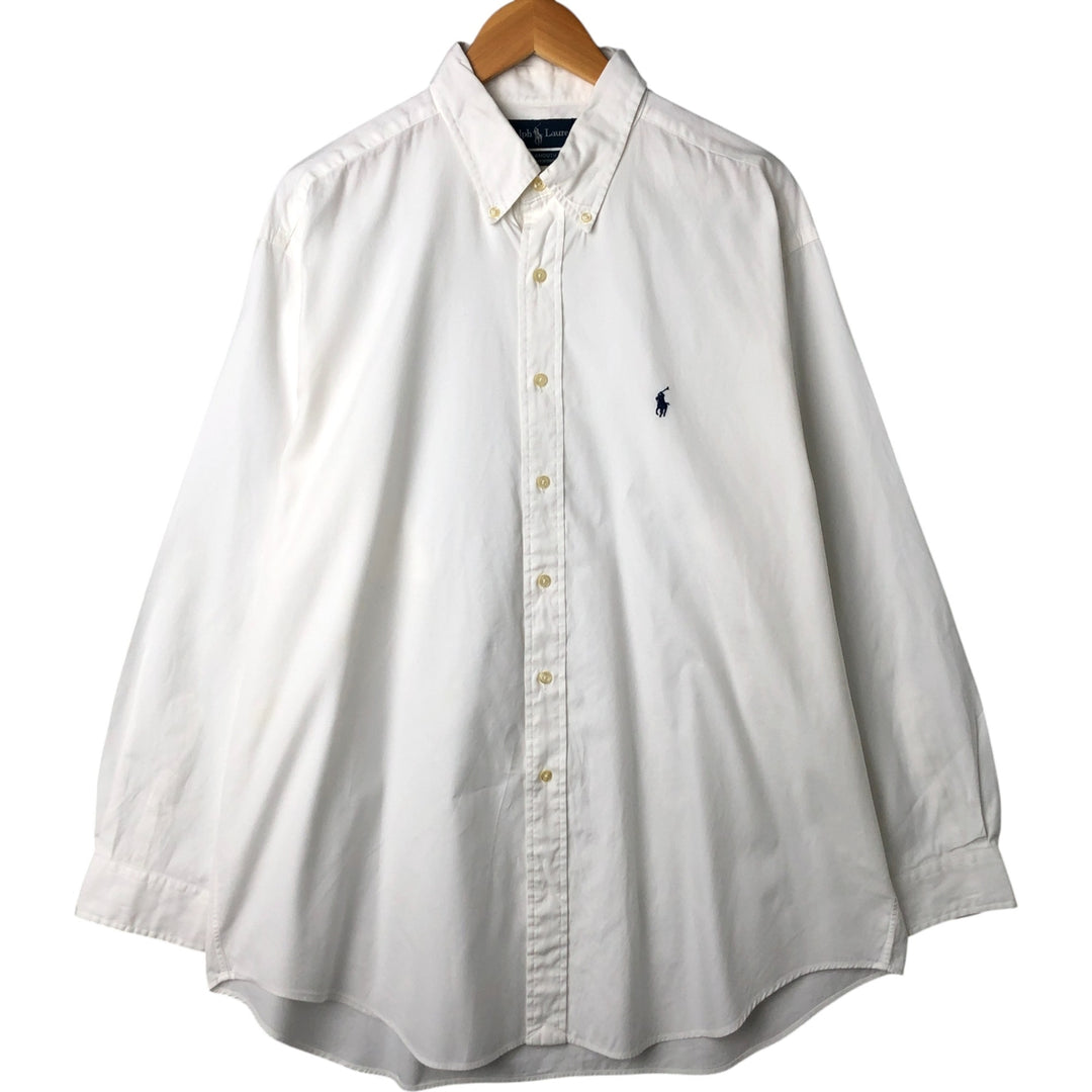 Ralph Lauren YARMOUTH long sleeve button down shirt, men's XL size cotton white type Vintage Second Hand