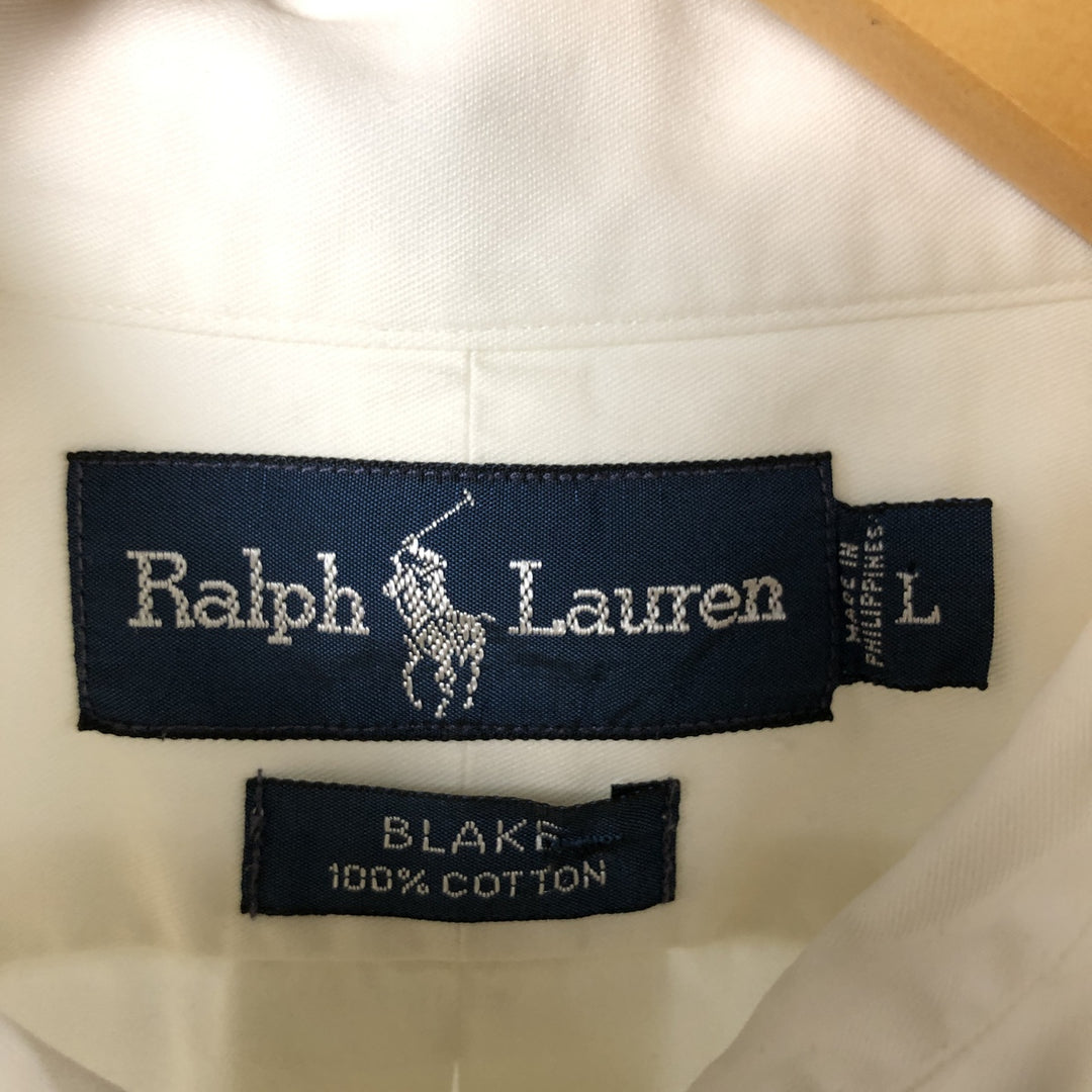 Ralph Lauren BLAKE long sleeve button down shirt, men's size L cotton white type Vintage Second Hand