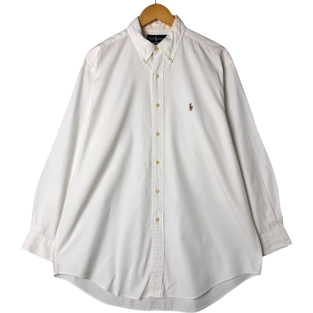 Ralph Lauren YARMOUTH long sleeve button down shirt, men's size L cotton white type Vintage Second Hand