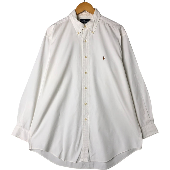 Ralph Lauren YARMOUTH long sleeve button down shirt, men's size L cotton white type Vintage Second Hand
