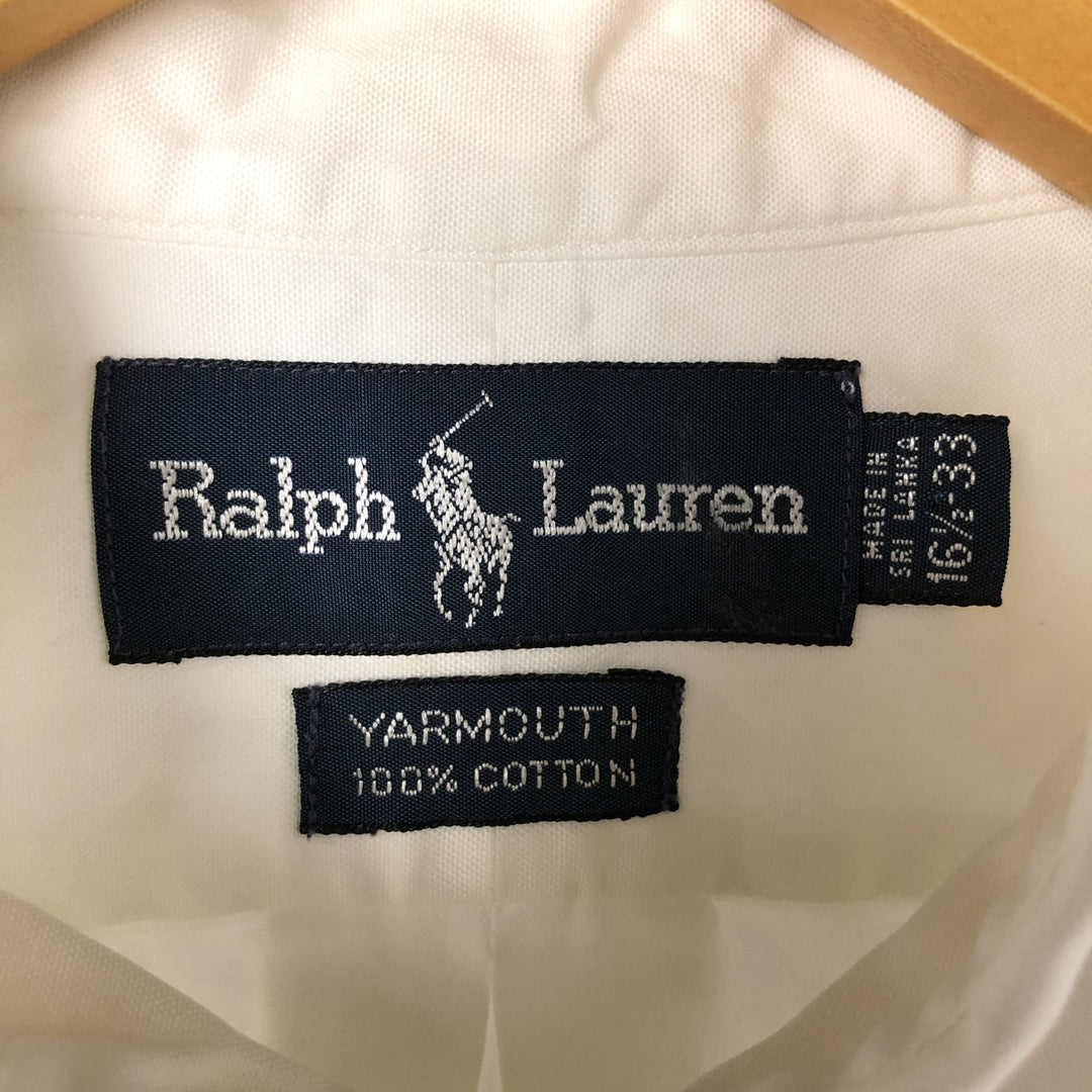 Ralph Lauren YARMOUTH long sleeve button down shirt, men's size L cotton white type Vintage Second Hand