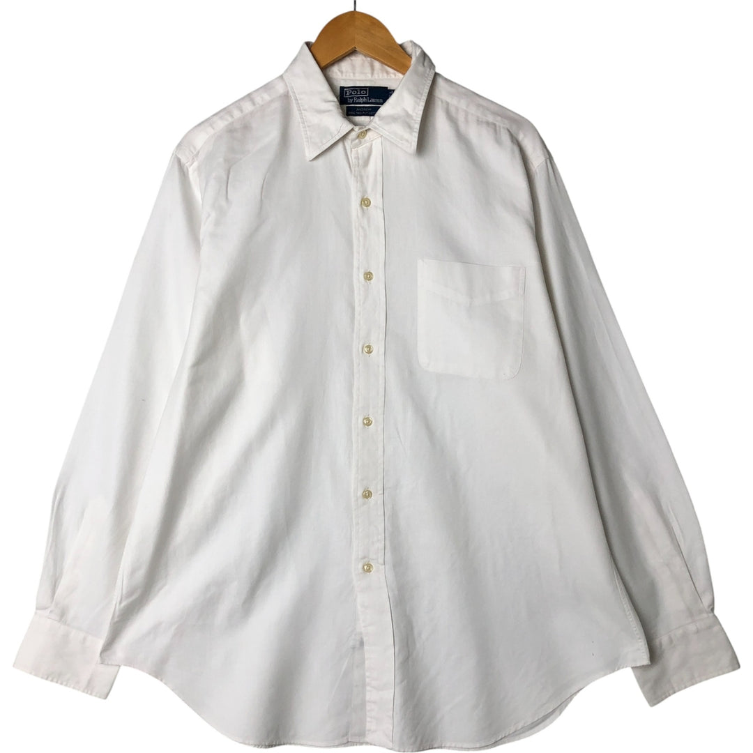 Ralph Lauren Andrew long sleeve button down shirt, men's size L cotton white type Vintage Second Hand