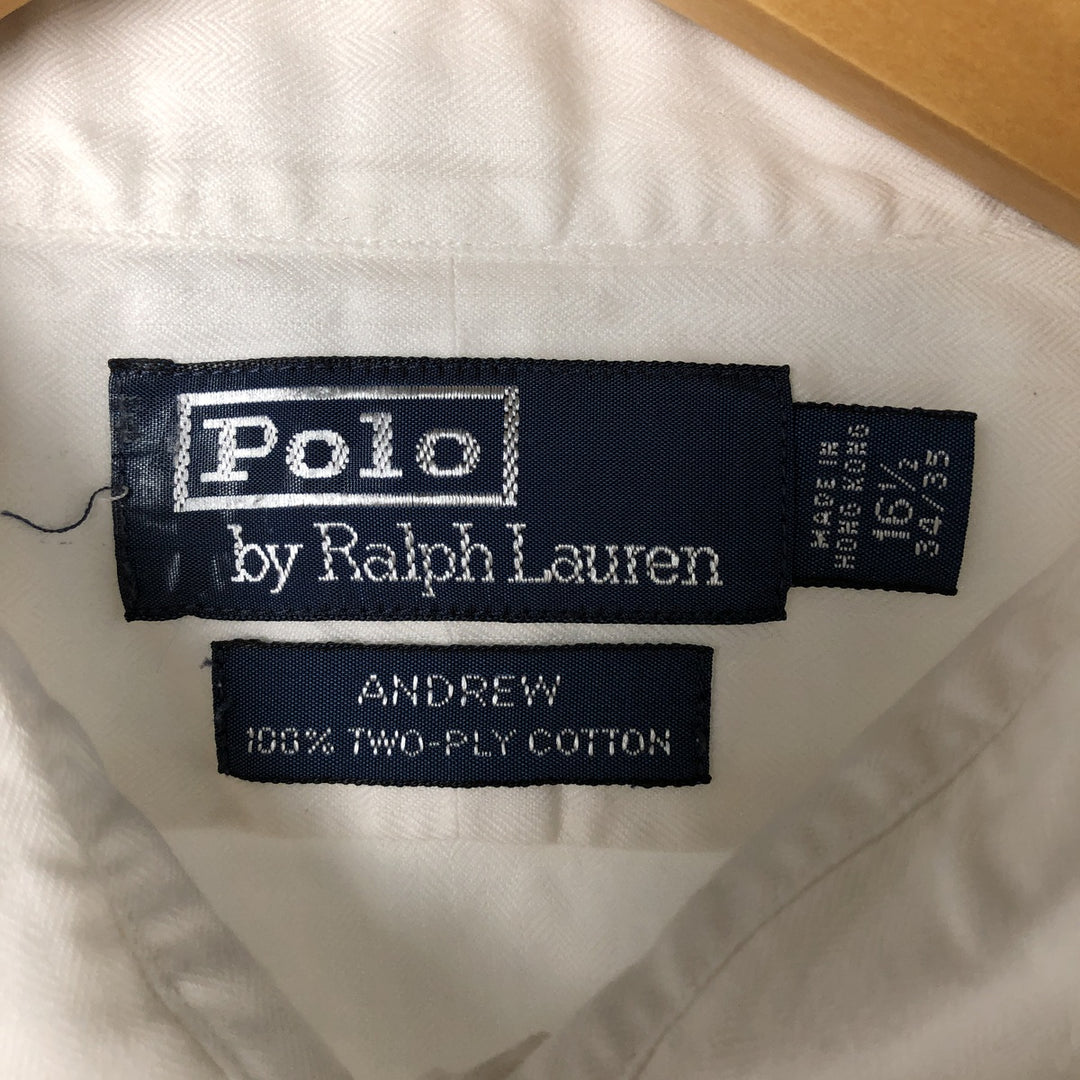 Ralph Lauren Andrew long sleeve button down shirt, men's size L cotton white type Vintage Second Hand
