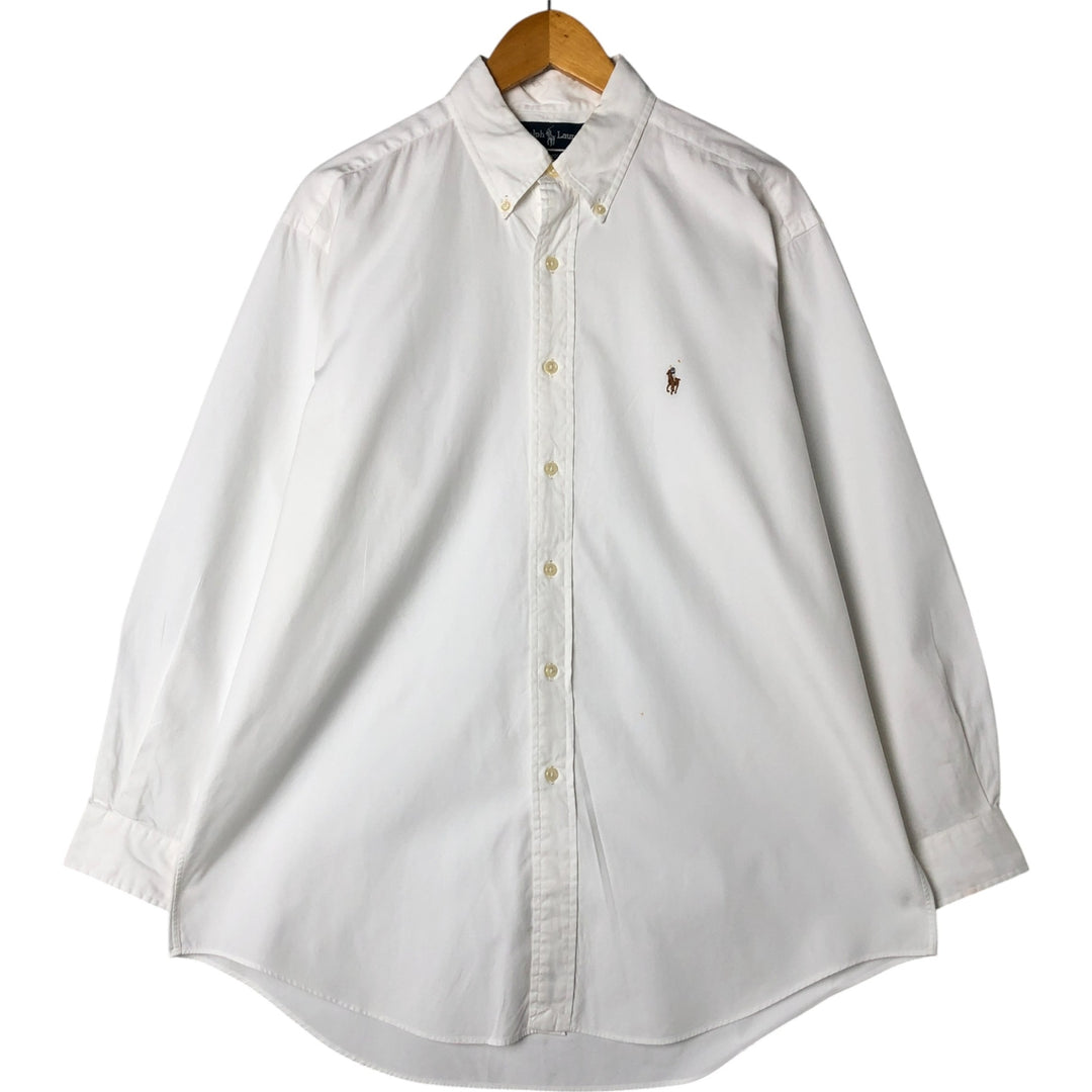 Ralph Lauren YARMOUTH long sleeve button down shirt, men's size L cotton white type Vintage Second Hand