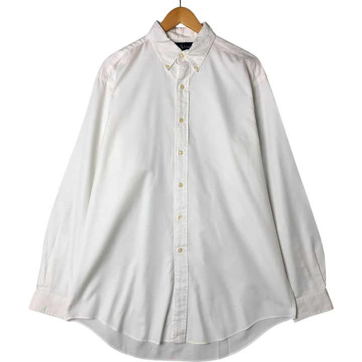 Ralph Lauren YARMOUTH long sleeve button down shirt, men's size L cotton white type Vintage Second Hand