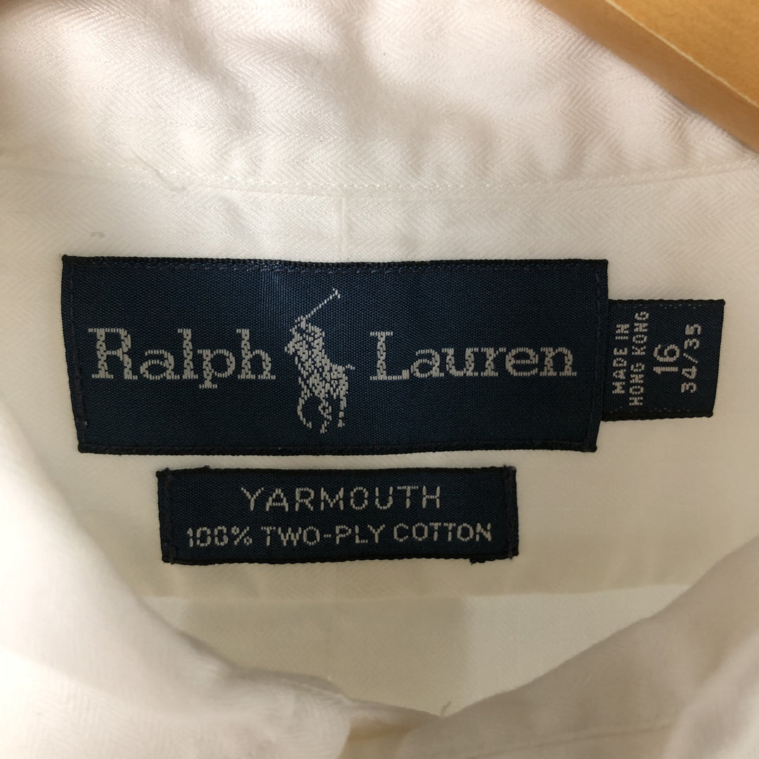 Ralph Lauren YARMOUTH long sleeve button down shirt, men's size L cotton white type Vintage Second Hand