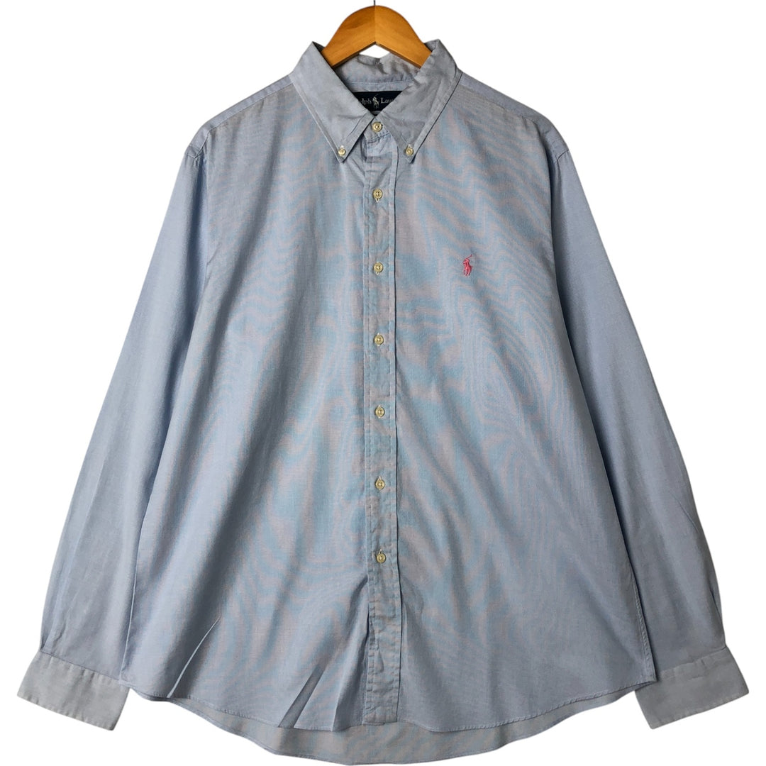 Ralph Lauren CUSTOM FIT long sleeve button down shirt, men's XL size cotton blue type Vintage Second Hand